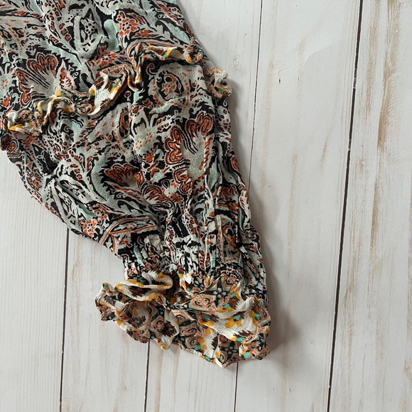 Anthropologie Flounce Ruffle Faux Wrap Blouse V- Neck Long Sleeve Women's Size L - Picture 9 of 10